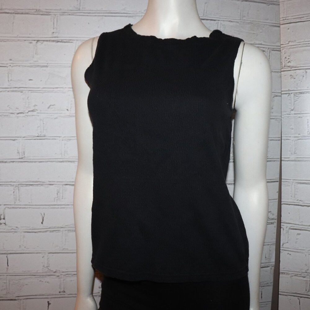 🖤👑 Style & Co. Ribbed Tank · Black · Size M · High-Neck Chic